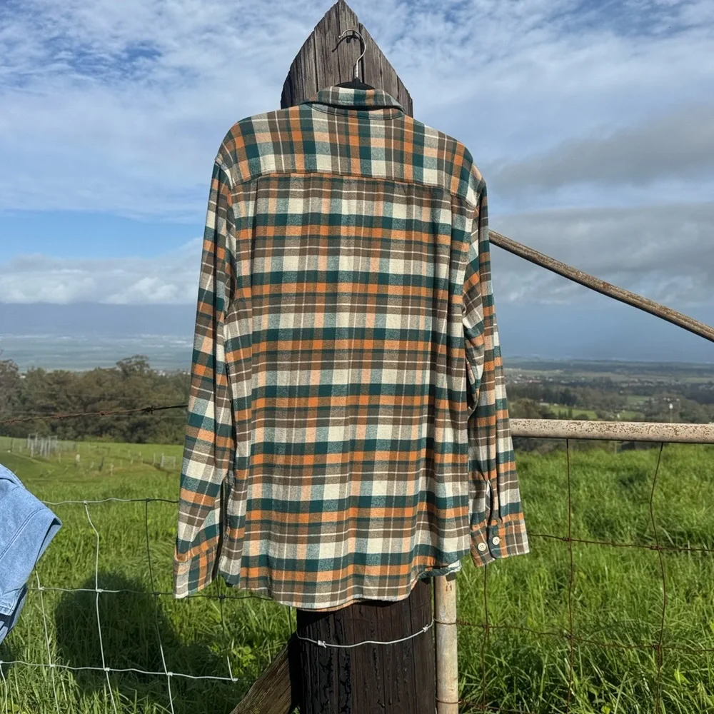 SEAGER CALICO FLANNEL Western Grunge Green PLAID outdoor XXL